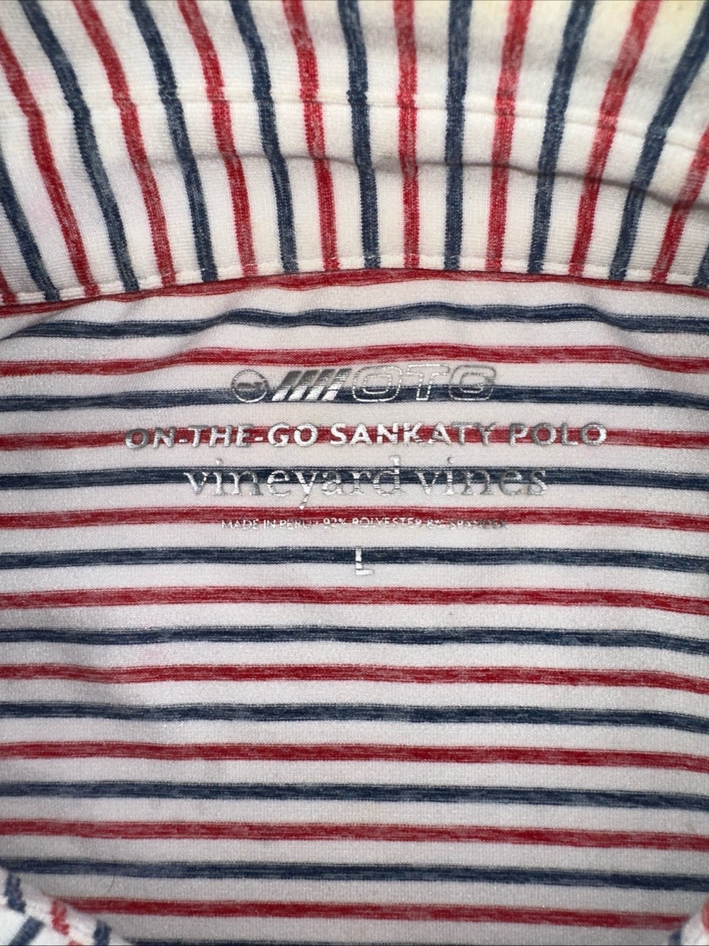 Vineyard Vines On The Go Sankaty Polo Shirt Blue Red Striped Men Large Bradley - Picture 6 of 7